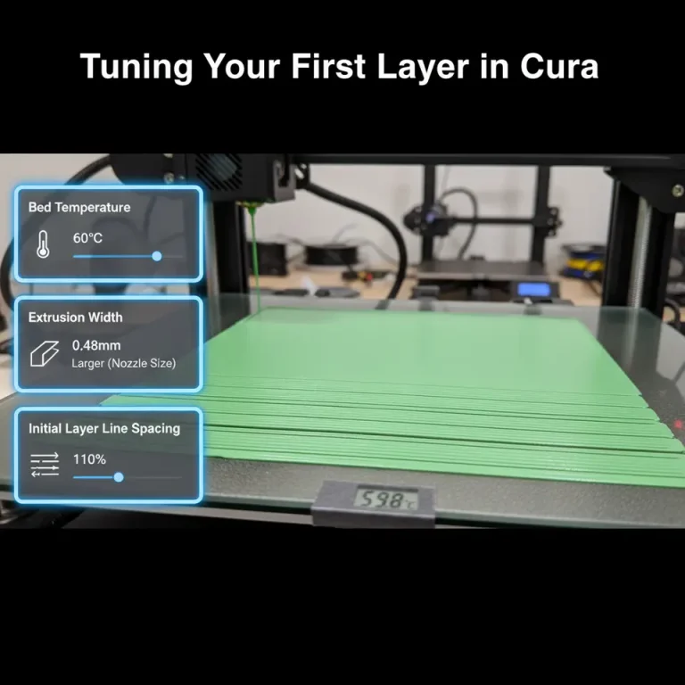 Perfect First Layer in Cura with Bed Temp, Width & Spacing