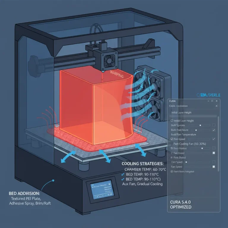 Cura Large‑Format Print Guide – Adhesion, Warping, Cooling