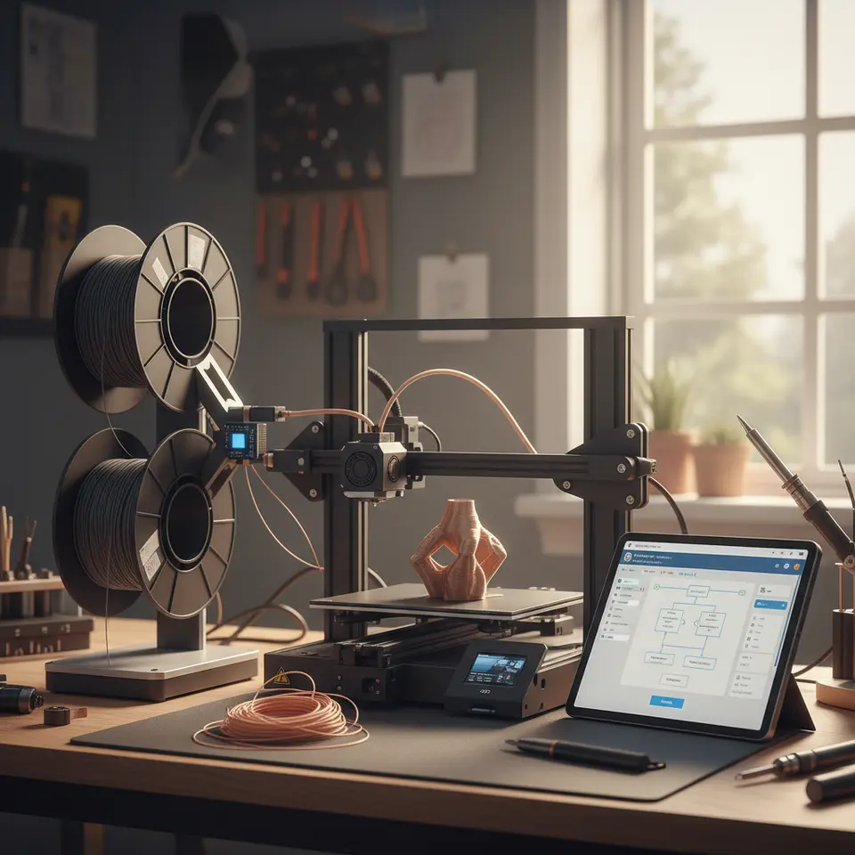 how to configure Cura for continuous printing with filament run-out detection and recovery