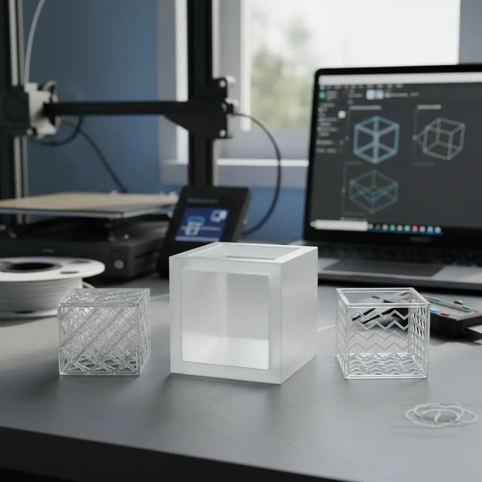cura slicer hollow prints: wall thickness vs infill strategy to reduce filament use