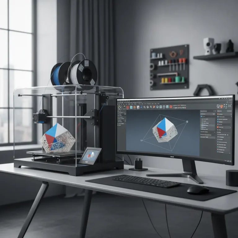 3D printer displaying a multi-material print process