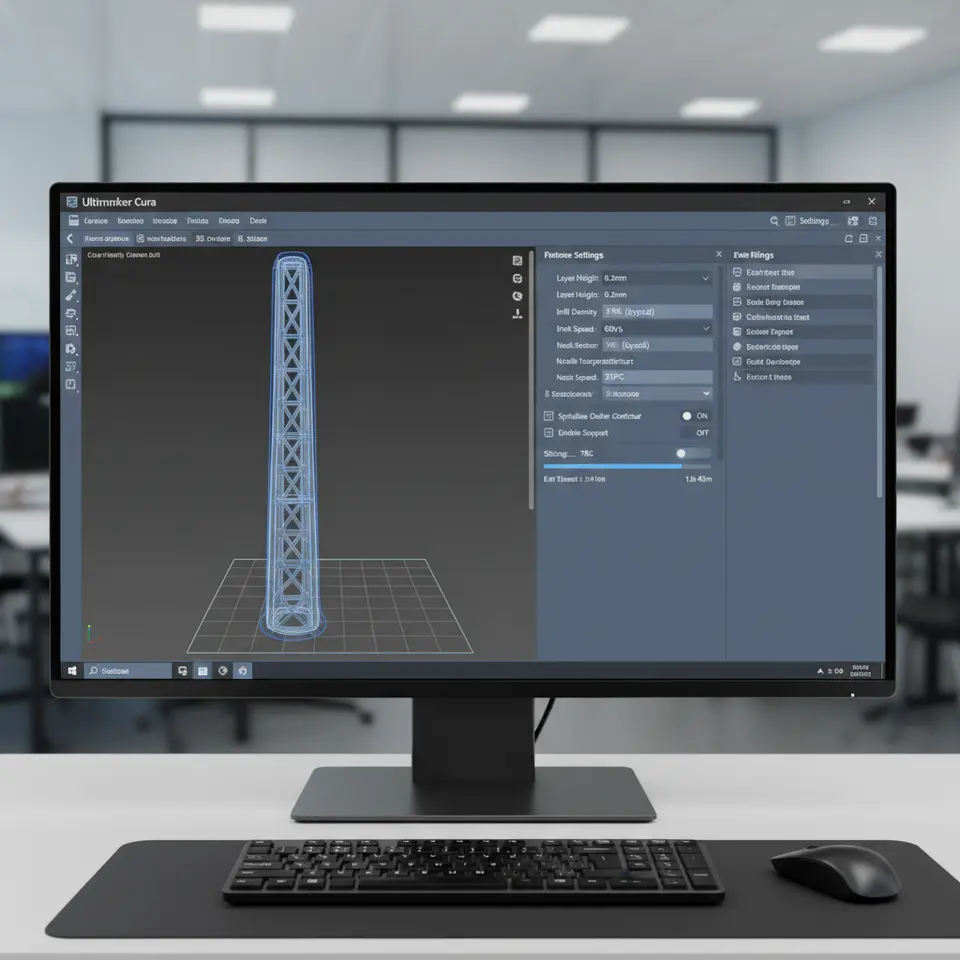 3D printed wind turbine blade model with Cura settings