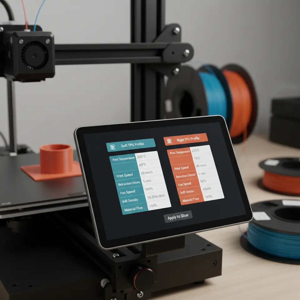 Printing settings for soft and rigid TPU