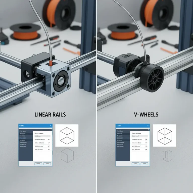 Cura Slicer settings for linear rails vs V-wheels in 3D printing