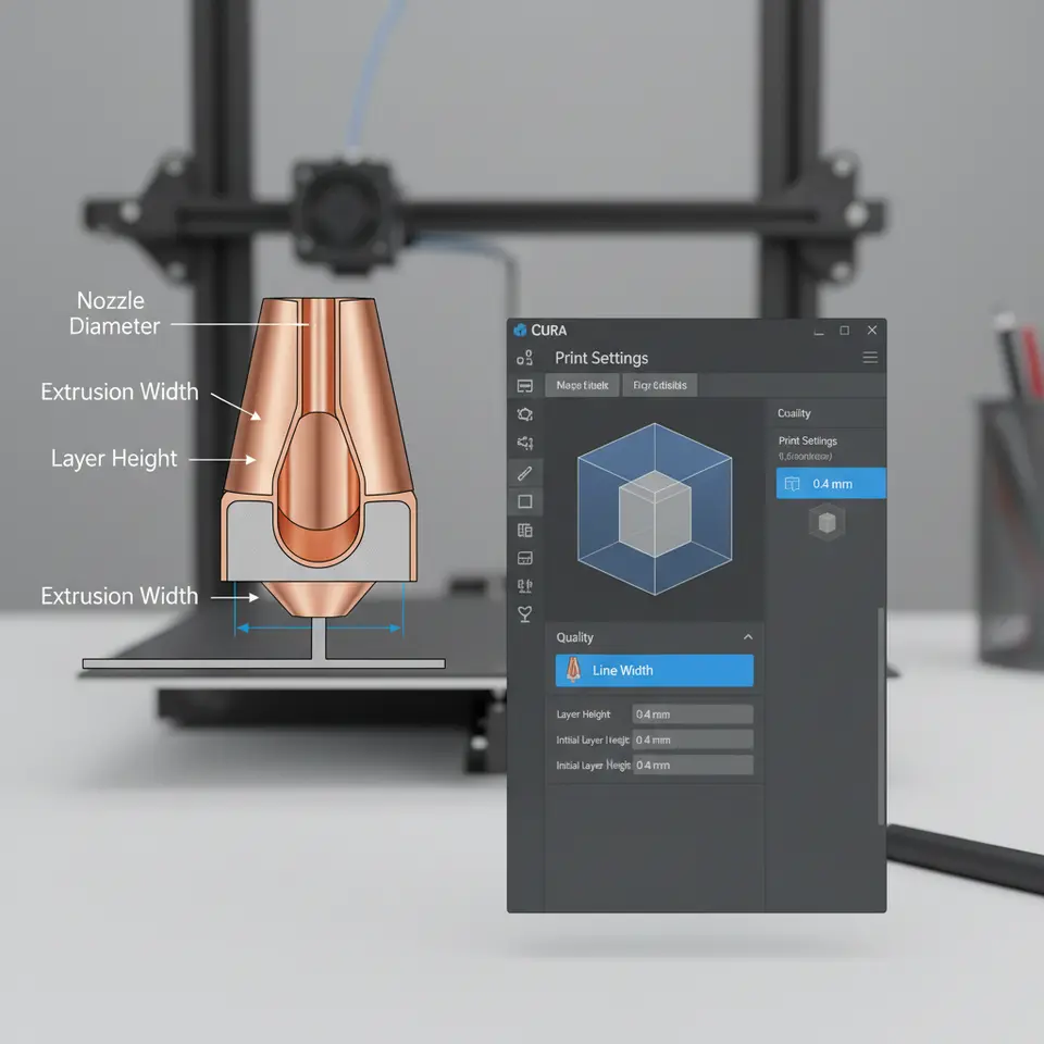 3D printer nozzle geometry and line width settings
