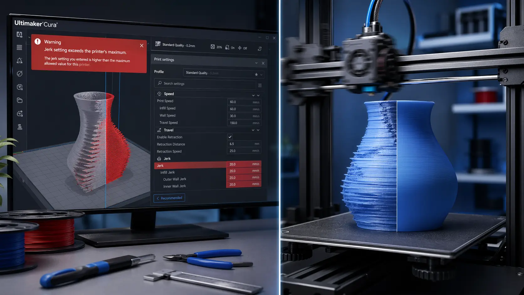 the jerk setting exceeds the printers maximum